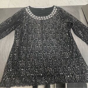 Chic Black Lace Women's Blouse